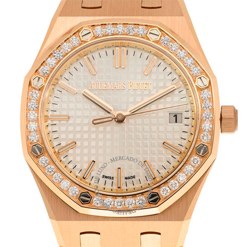 Relógio Royal Oak Automático Diamante Mostrador Prateado 34 mm - Mercado de Luxo - O Maior E-Commerce de Bens, Produtos e Serviços de Luxo do Brasil.