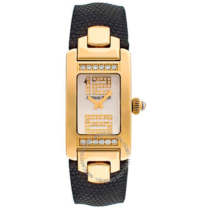 Relógio Promesse Diamond Amarelo Ouro Preto Couro  - Mercado de Luxo - O Maior E-Commerce de Bens, Produtos e Serviços de Luxo do Brasil.