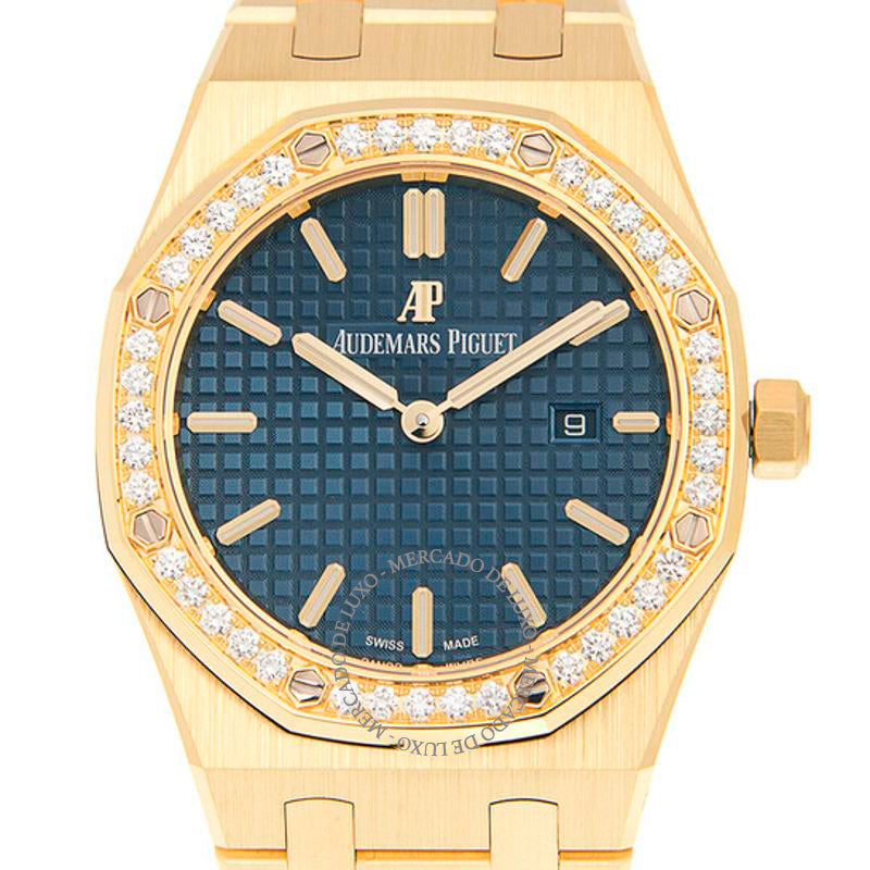 Relógio Royal Oak Blue Dial em ouro amarelo 18 quilates 33 mm - Mercado de Luxo - O Maior E-Commerce de Bens, Produtos e Serviços de Luxo do Brasil.