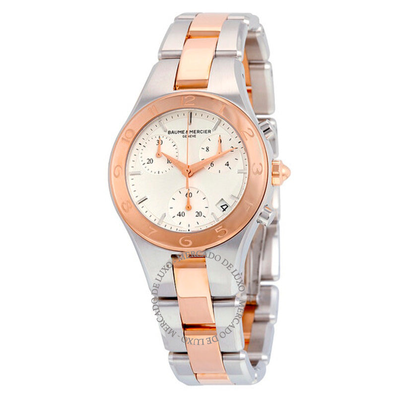 Relógio Baume and Mercier Linea Cronógrafo Mostrador Prateado 32 mm - Mercado de Luxo - O Maior E-Commerce de Bens, Produtos e Serviços de Luxo do Brasil.
