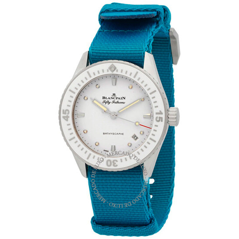 Relógio automático Fifty Fathoms Bathyscaphe com mostrador branco 38 mm - Mercado de Luxo - O Maior E-Commerce de Bens, Produtos e Serviços de Luxo do Brasil.