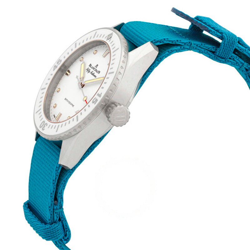 Relógio automático Fifty Fathoms Bathyscaphe com mostrador branco 38 mm - Mercado de Luxo - O Maior E-Commerce de Bens, Produtos e Serviços de Luxo do Brasil.