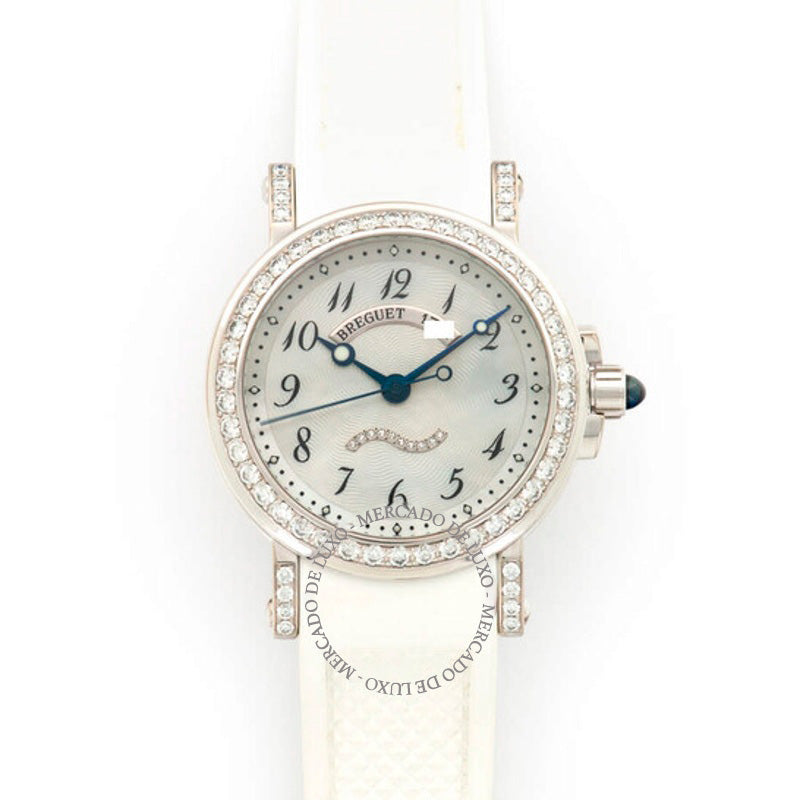 Relógio Madrepérola Marinha Borracha Ouro Branco 18k 30 mm - Mercado de Luxo - O Maior E-Commerce de Bens, Produtos e Serviços de Luxo do Brasil.