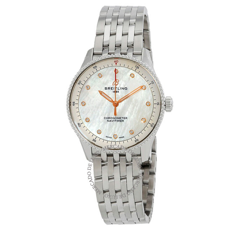 Relógio Navitimer Quartz Diamond Mostrador em madrepérola branca 32 mm - Mercado de Luxo - O Maior E-Commerce de Bens, Produtos e Serviços de Luxo do Brasil.