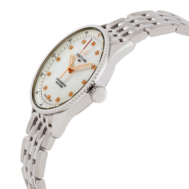 Relógio Navitimer Quartz Diamond Mostrador em madrepérola branca 32 mm - Mercado de Luxo - O Maior E-Commerce de Bens, Produtos e Serviços de Luxo do Brasil.
