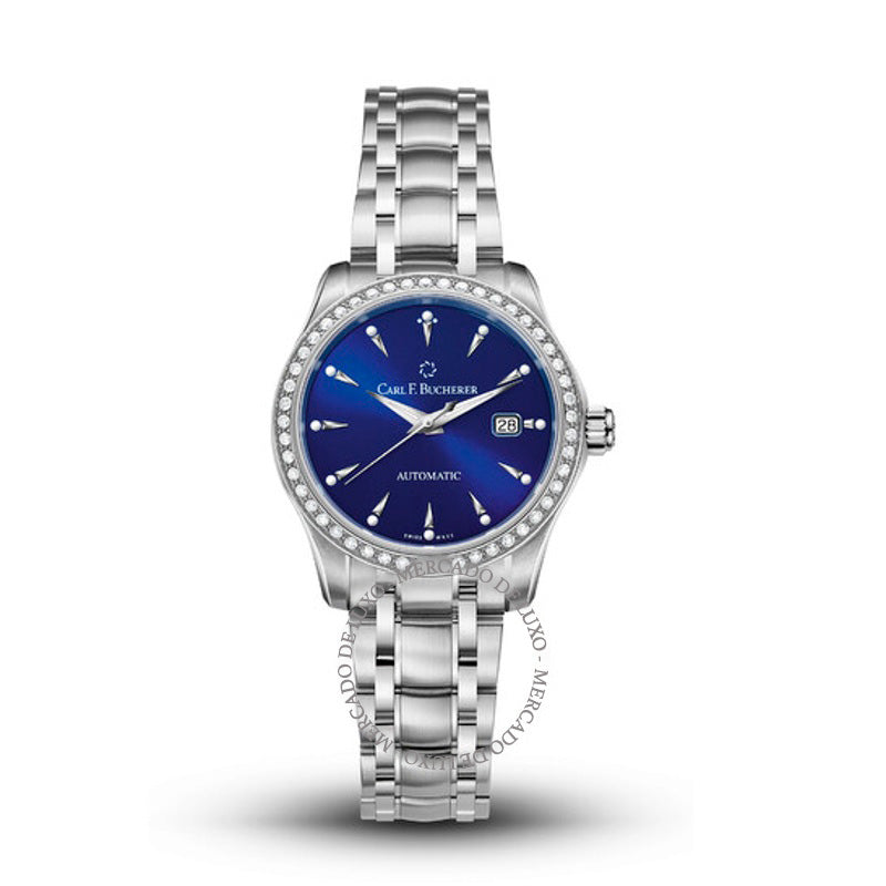 Relógio Manero Autodate Automático Diamante Mostrador Azul 30 mm - Mercado de Luxo - O Maior E-Commerce de Bens, Produtos e Serviços de Luxo do Brasil.