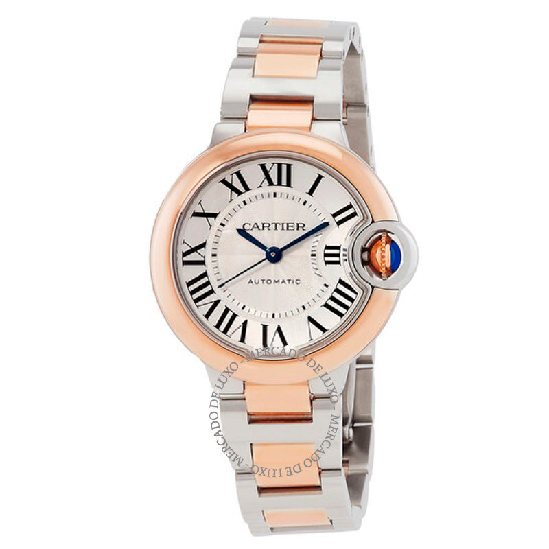 Relógio Ballon Bleu 36 Automático Ouro Rosa 18k e Mostrador em Aço Inoxidável e Prata 36 mm - Mercado de Luxo - O Maior E-Commerce de Bens, Produtos e Serviços de Luxo do Brasil.