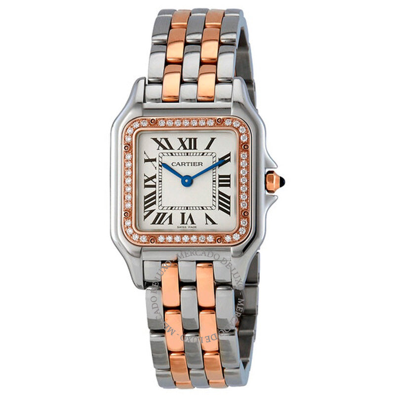 Relógio Panthere Silver Dial em aço e ouro rosa 18k tamanho médio  - Mercado de Luxo - O Maior E-Commerce de Bens, Produtos e Serviços de Luxo do Brasil.