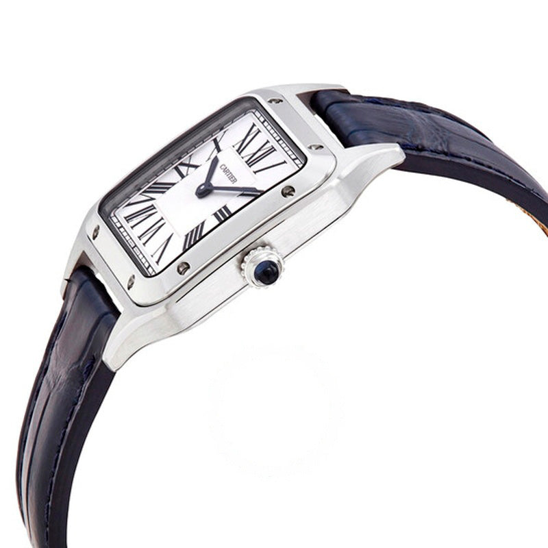 Relógio Santos-Dumont Modelo Pequeno Quartzo Mostrador Prata 27 mm - Mercado de Luxo - O Maior E-Commerce de Bens, Produtos e Serviços de Luxo do Brasil.