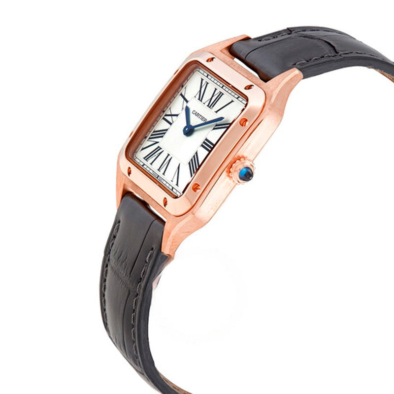 Relógio Santos-Dumont Mostrador Prata Ouro Rosa 18k 27 mm - Mercado de Luxo - O Maior E-Commerce de Bens, Produtos e Serviços de Luxo do Brasil.