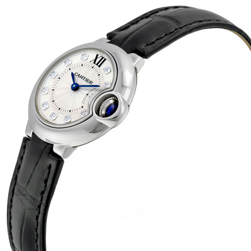 Relógio Ballon Bleu Prata Diamante Mostrador Couro de Jacaré Preto 28 mm - Mercado de Luxo - O Maior E-Commerce de Bens, Produtos e Serviços de Luxo do Brasil.