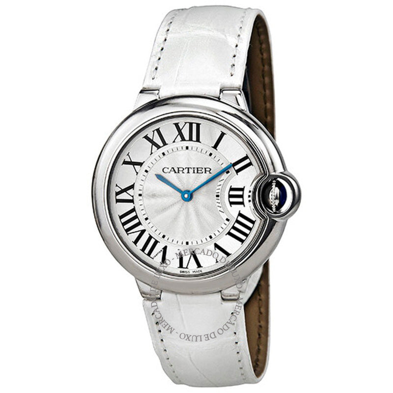 Relógio Ballon Bleu Mostrador prateado Couro branco 36 mm - Mercado de Luxo - O Maior E-Commerce de Bens, Produtos e Serviços de Luxo do Brasil.