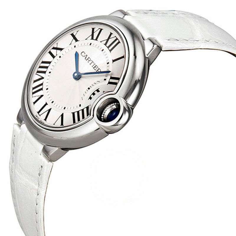 Relógio Ballon Bleu Mostrador prateado Couro branco 36 mm - Mercado de Luxo - O Maior E-Commerce de Bens, Produtos e Serviços de Luxo do Brasil.