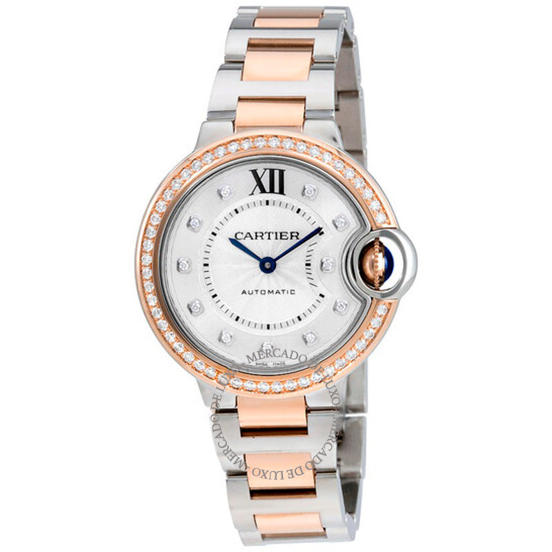 Relógio Ballon Bleu Prata Diamante Mostrador Aço e Ouro Rosa 33 mm - Mercado de Luxo - O Maior E-Commerce de Bens, Produtos e Serviços de Luxo do Brasil.