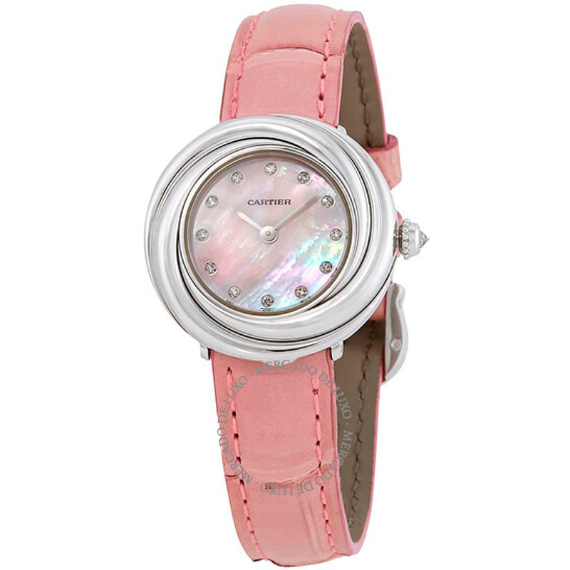 Relógio Trinity Rosa Madrepérola Mostrador Diamante Ouro Branco 18K Couro Envernizado 27 mm - Mercado de Luxo - O Maior E-Commerce de Bens, Produtos e Serviços de Luxo do Brasil.