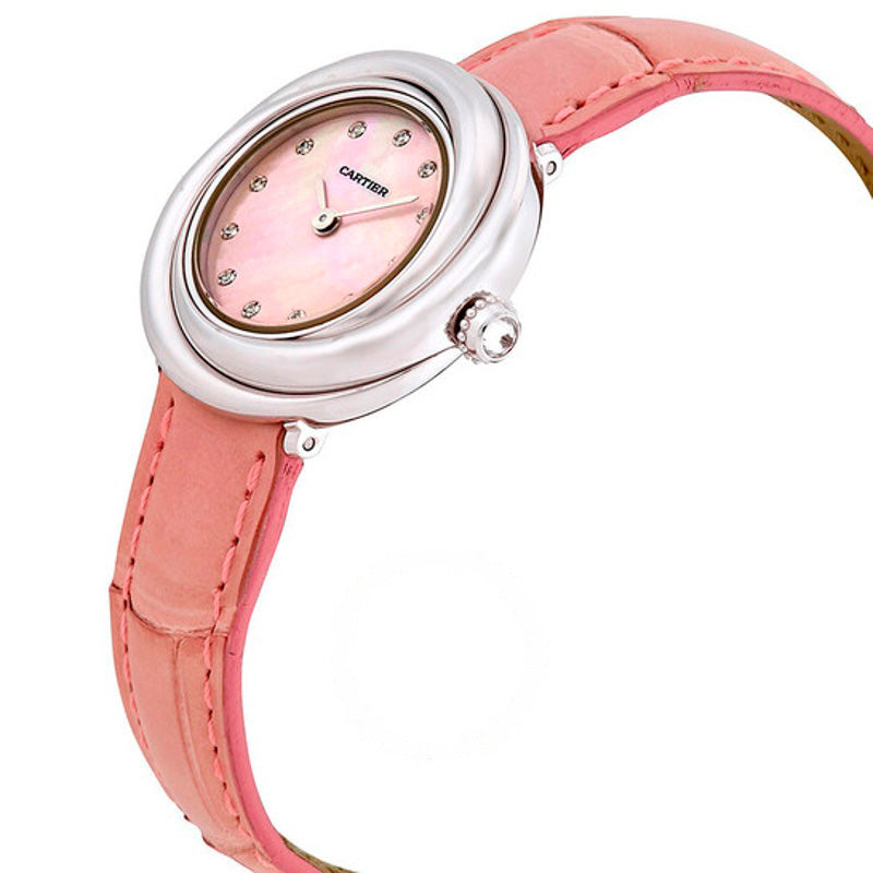 Relógio Trinity Rosa Madrepérola Mostrador Diamante Ouro Branco 18K Couro Envernizado 27 mm - Mercado de Luxo - O Maior E-Commerce de Bens, Produtos e Serviços de Luxo do Brasil.