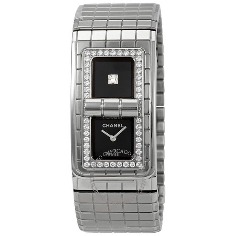 Relógio com mostrador laqueado preto Code CoCo e diamantes 21 mm - Mercado de Luxo - O Maior E-Commerce de Bens, Produtos e Serviços de Luxo do Brasil.