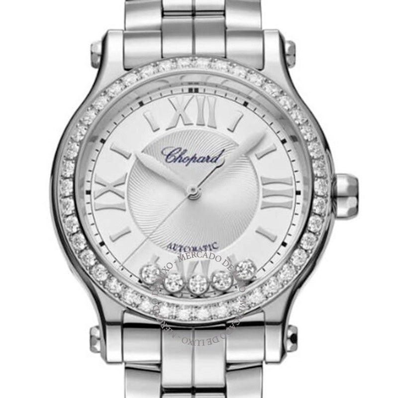 Relógio Happy Sport Cronômetro Automático Mostrador Prateado com Diamante 33 mm - Mercado de Luxo - O Maior E-Commerce de Bens, Produtos e Serviços de Luxo do Brasil.