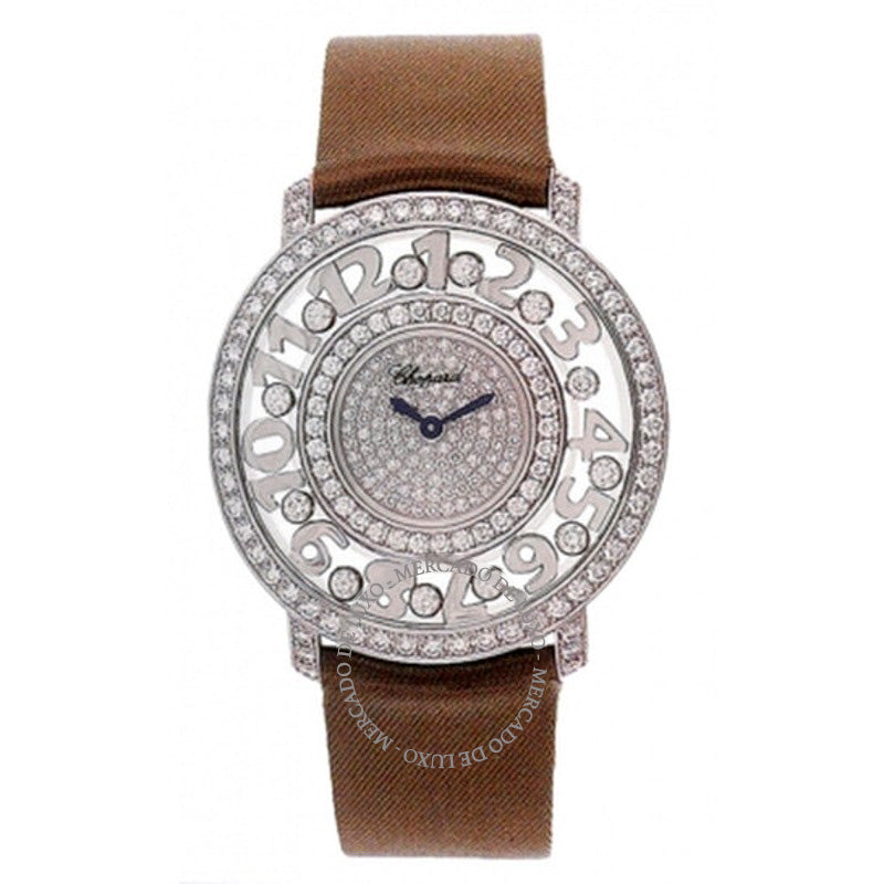 Relógio Happy Diamonds Pave Dial Ouro Branco 18k Couro Marrom 40 mm - Mercado de Luxo - O Maior E-Commerce de Bens, Produtos e Serviços de Luxo do Brasil.