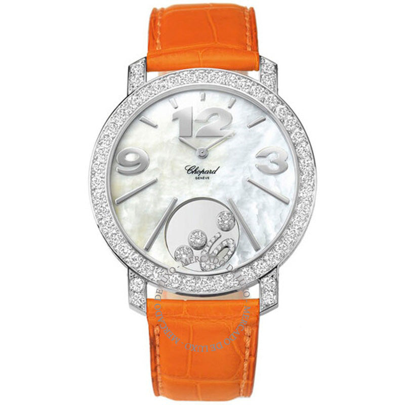 Relógio Happy Diamonds Mostrador Madrepérola Ouro Branco 18k Couro Diamante 40 mm - Mercado de Luxo - O Maior E-Commerce de Bens, Produtos e Serviços de Luxo do Brasil.
