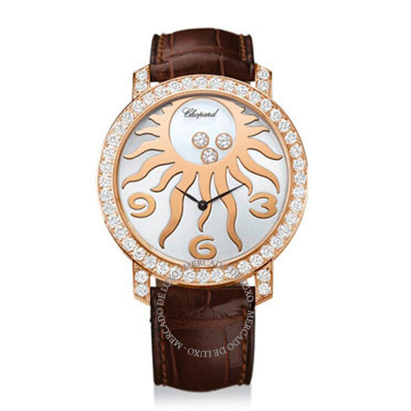 Relógio Happy Sun Diamond 18k Ouro Rosa Couro Marrom Sol 40 mm - Mercado de Luxo - O Maior E-Commerce de Bens, Produtos e Serviços de Luxo do Brasil.