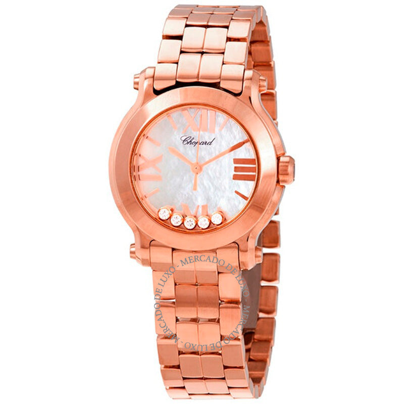 Relógio Happy Sport Mostrador Madrepérola Ouro Rosa 18k Diamante Flutuante 30 mm - Mercado de Luxo - O Maior E-Commerce de Bens, Produtos e Serviços de Luxo do Brasil.