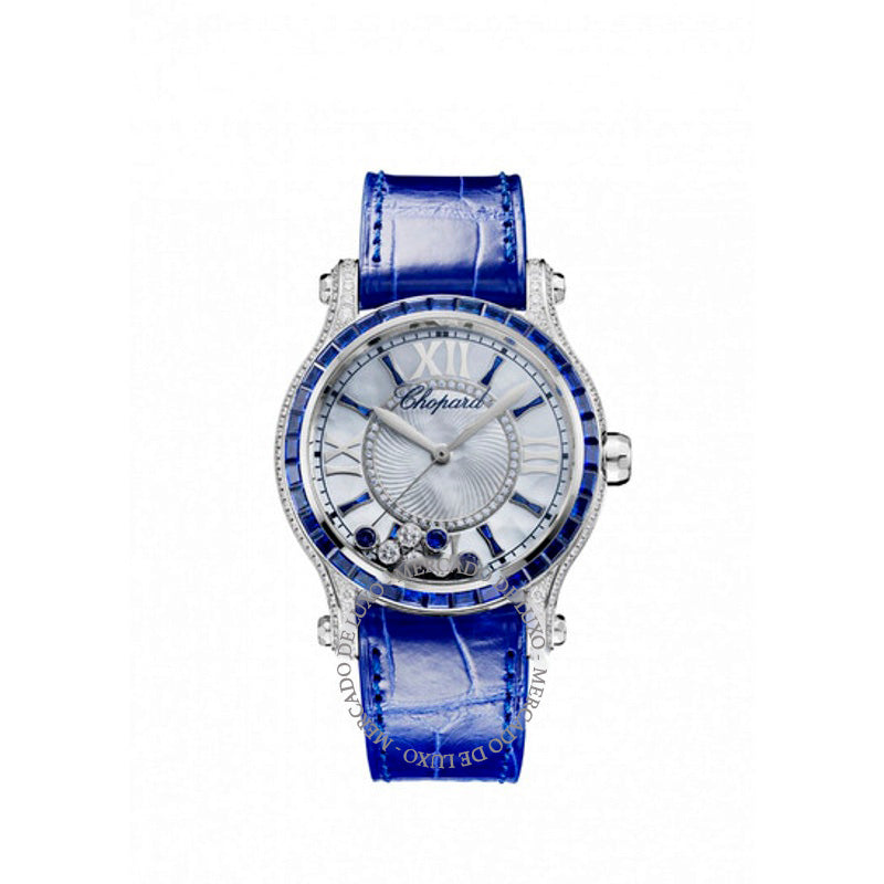 Relógio Happy Sport Mostrador Madrepérola com Diamantes e Safiras 2 36 mm - Mercado de Luxo - O Maior E-Commerce de Bens, Produtos e Serviços de Luxo do Brasil.