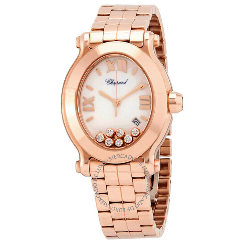 Relógio Happy Sport Oval Floating Diamond 18 K Ouro Rosa 2 30 mm - Mercado de Luxo - O Maior E-Commerce de Bens, Produtos e Serviços de Luxo do Brasil.