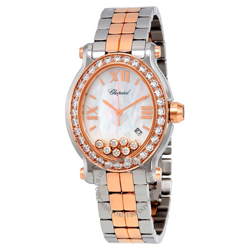 Relógio Happy Sport Oval Diamante Ouro Rosa 18k e Aço Inoxidável 30 mm - Mercado de Luxo - O Maior E-Commerce de Bens, Produtos e Serviços de Luxo do Brasil.