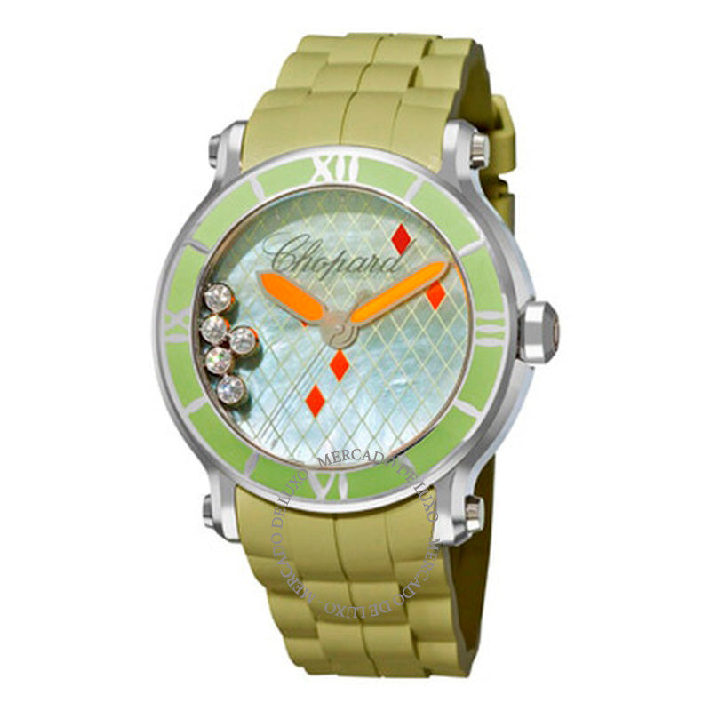 Relógio Happy Sport Verde Madrepérola Verde Borracha Diamantes Flutuantes 42 mm - Mercado de Luxo - O Maior E-Commerce de Bens, Produtos e Serviços de Luxo do Brasil.