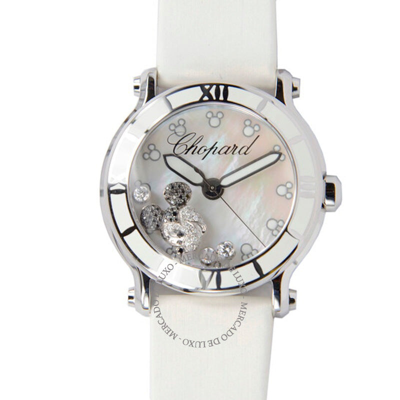 Relógio Happy Sport Diamante Mickey Mouse Madrepérola Mostrador Branco Cetim 42 mm - Mercado de Luxo - O Maior E-Commerce de Bens, Produtos e Serviços de Luxo do Brasil.