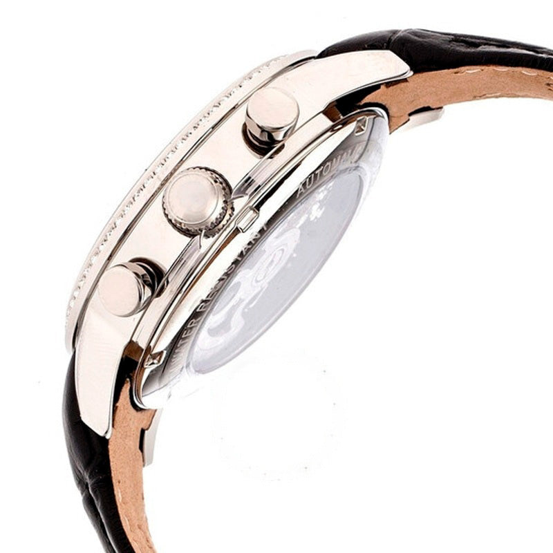Relógio Beatrice Silver Skeleton Dial Pulseira de couro preta  - Mercado de Luxo - O Maior E-Commerce de Bens, Produtos e Serviços de Luxo do Brasil.