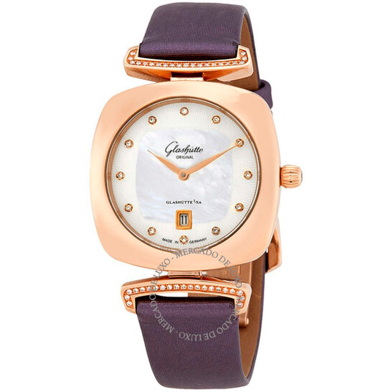 Relógio Glashutte Pavonina Ouro Rosa 18k Mostrador de Diamantes em Madrepérola Branca 31 mm - Mercado de Luxo - O Maior E-Commerce de Bens, Produtos e Serviços de Luxo do Brasil.