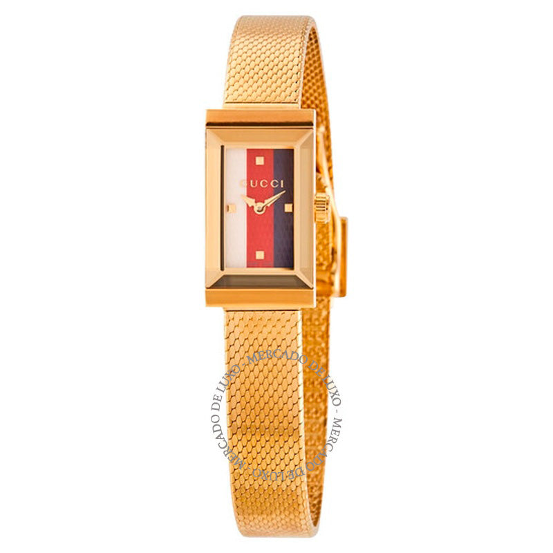 Relógio Mostrador G-Frame Quartz Branco Vermelho e Marinho 25 mm - Mercado de Luxo - O Maior E-Commerce de Bens, Produtos e Serviços de Luxo do Brasil.