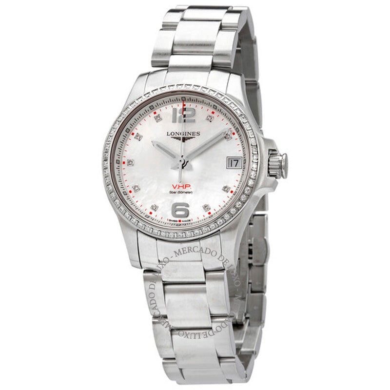 Relógio Conquest VHP Quartzo Diamante Mostrador Branco Madrepérola 36 mm - Mercado de Luxo - O Maior E-Commerce de Bens, Produtos e Serviços de Luxo do Brasil.