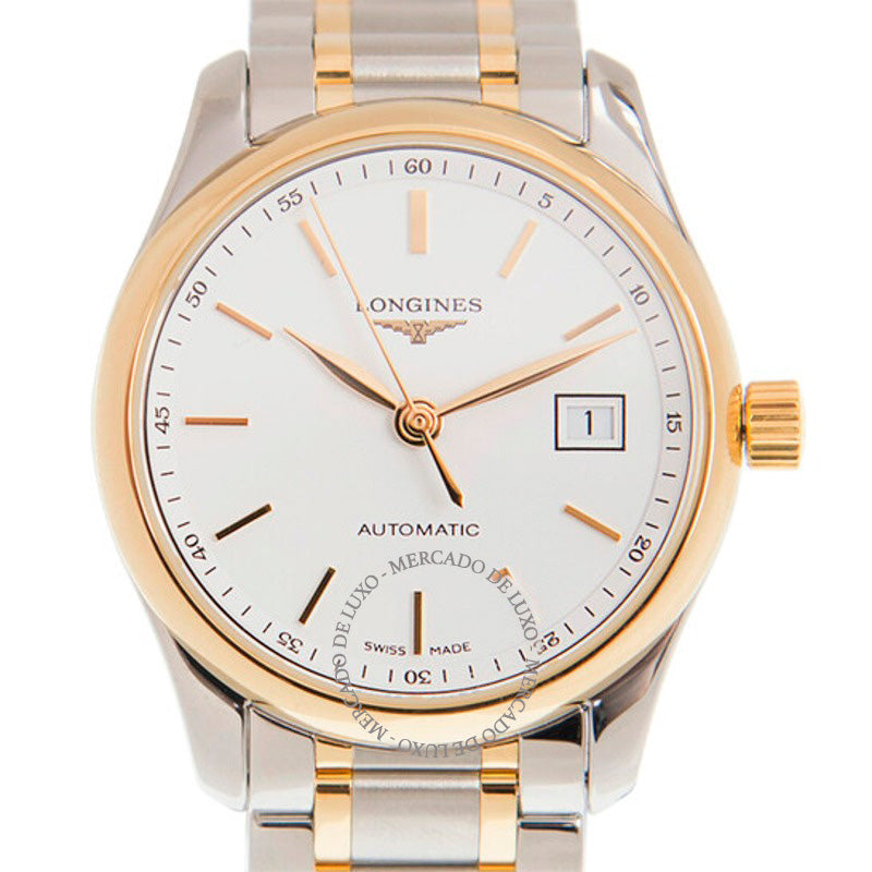 Relógio Master Collection Automático Mostrador Branco Fosco Aço e Ouro Amarelo 18k 29 mm - Mercado de Luxo - O Maior E-Commerce de Bens, Produtos e Serviços de Luxo do Brasil.