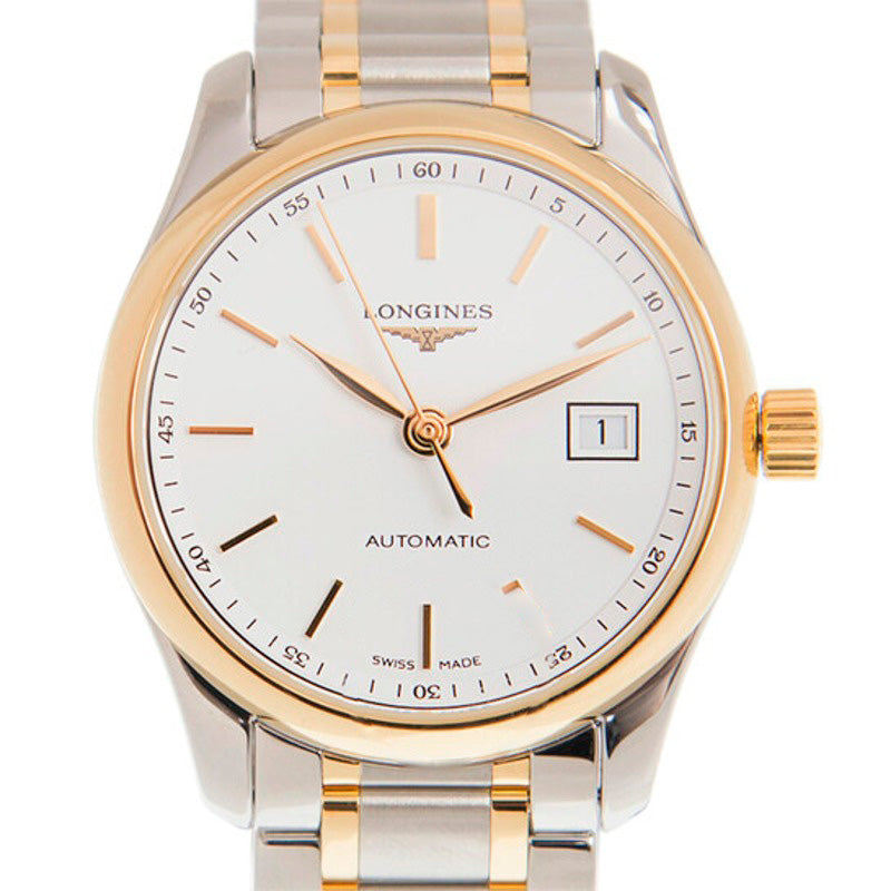 Relógio Master Collection Automático Mostrador Branco Fosco Aço e Ouro Amarelo 18k 29 mm - Mercado de Luxo - O Maior E-Commerce de Bens, Produtos e Serviços de Luxo do Brasil.
