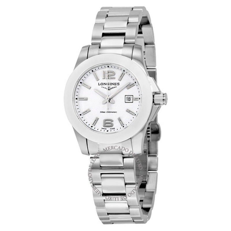 Relógio Conquest Mostrador Branco Aço Inoxidável 29 mm - Mercado de Luxo - O Maior E-Commerce de Bens, Produtos e Serviços de Luxo do Brasil.