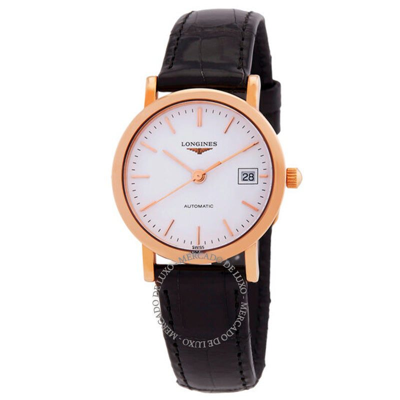 Relógio Longines Elegant Collection Mostrador Branco Couro Preto Automático 27 mm - Mercado de Luxo - O Maior E-Commerce de Bens, Produtos e Serviços de Luxo do Brasil.