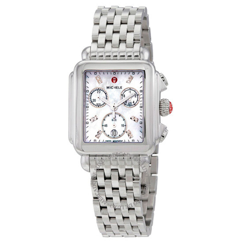 Relógio Cronógrafo Deco Quartzo Diamante Mostrador Madrepérola Branca 35 mm - Mercado de Luxo - O Maior E-Commerce de Bens, Produtos e Serviços de Luxo do Brasil.