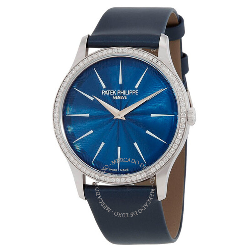 Relógio Calatrava Automático Diamante Mostrador Azul 35 mm - Mercado de Luxo - O Maior E-Commerce de Bens, Produtos e Serviços de Luxo do Brasil.