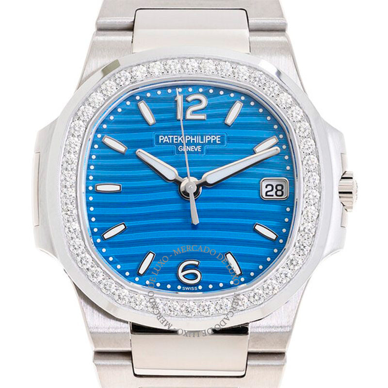 Relógio Nautilus Quartz Diamond Mostrador Azul 32 mm - Mercado de Luxo - O Maior E-Commerce de Bens, Produtos e Serviços de Luxo do Brasil.