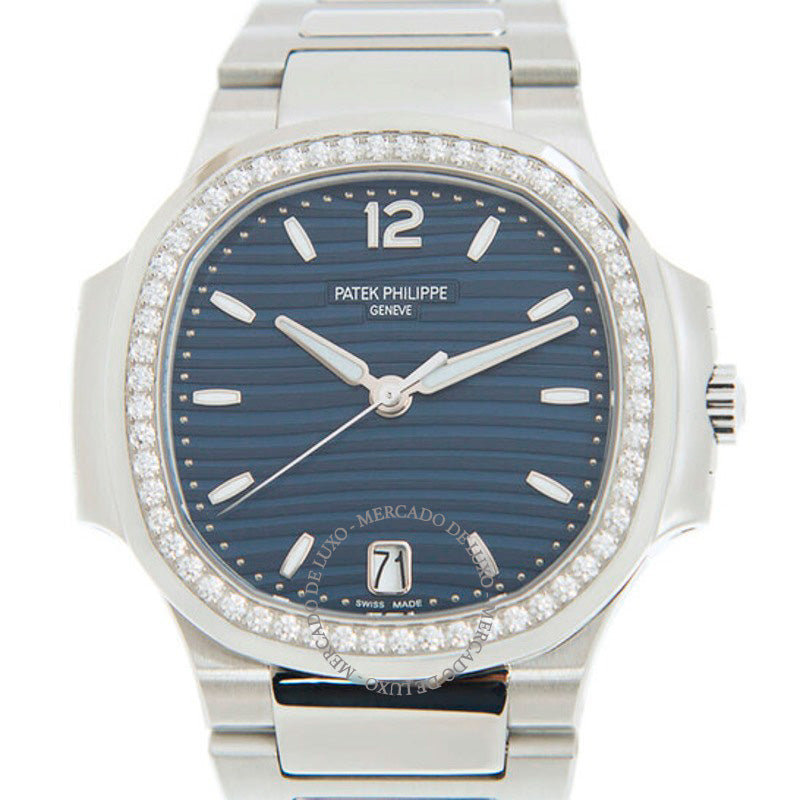 Relógio Nautilus Automático Azul Opalino Mostrador Diamante 35 mm - Mercado de Luxo - O Maior E-Commerce de Bens, Produtos e Serviços de Luxo do Brasil.