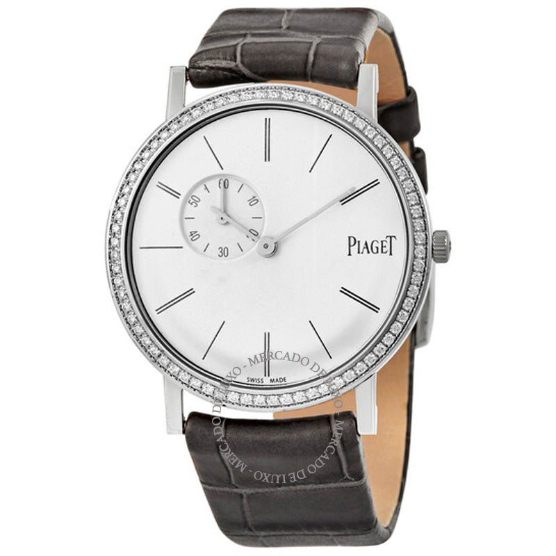 Relógio Altiplano Mostrador prateado Couro de jacaré cinza 34 mm - Mercado de Luxo - O Maior E-Commerce de Bens, Produtos e Serviços de Luxo do Brasil.