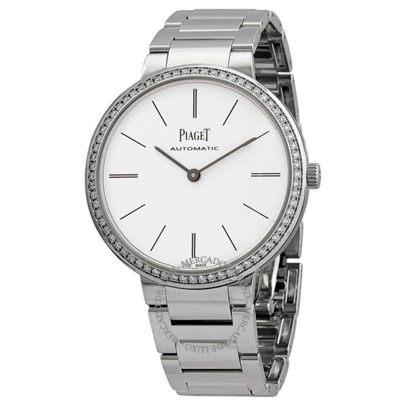 Relógio Altiplano Automático Ouro Branco Mostrador Branco 34 mm - Mercado de Luxo - O Maior E-Commerce de Bens, Produtos e Serviços de Luxo do Brasil.