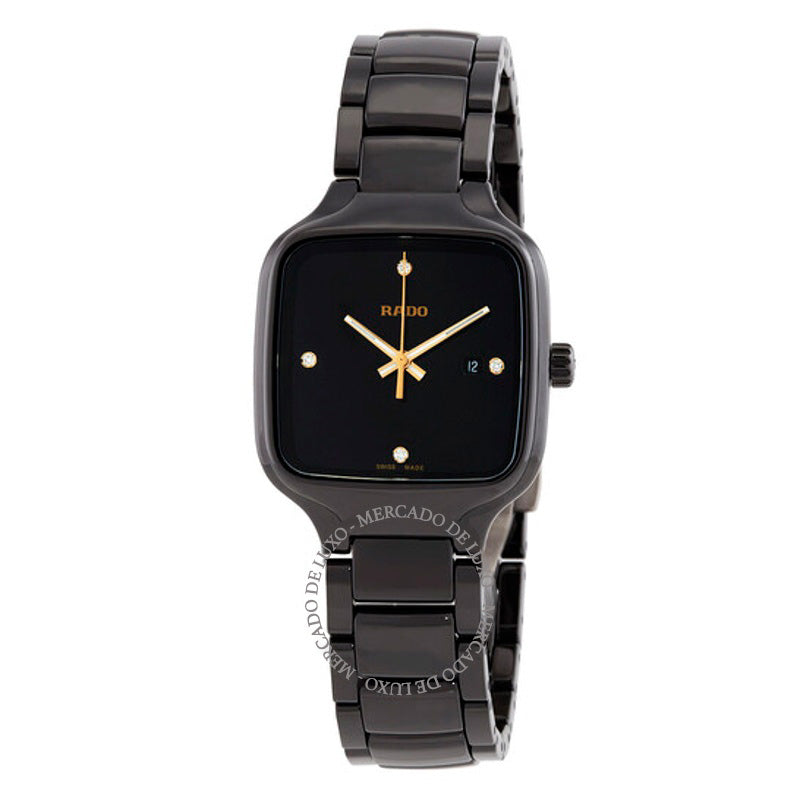 Relógio Mostrador preto com diamante de quartzo verdadeiro 29 mm - Mercado de Luxo - O Maior E-Commerce de Bens, Produtos e Serviços de Luxo do Brasil.