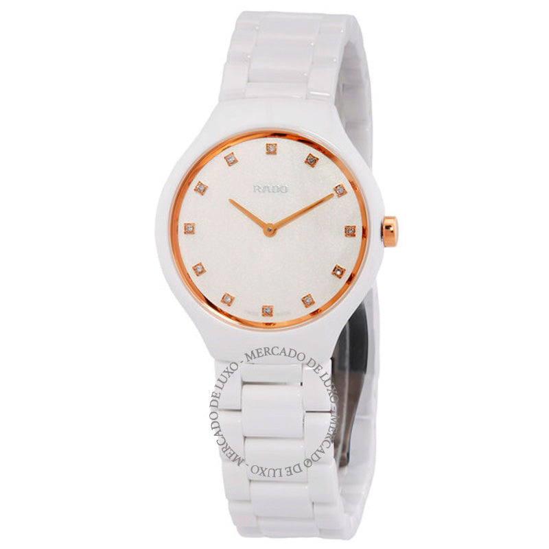 Relógio Mostrador branco de diamante de quartzo redondo e fino 30 mm - Mercado de Luxo - O Maior E-Commerce de Bens, Produtos e Serviços de Luxo do Brasil.