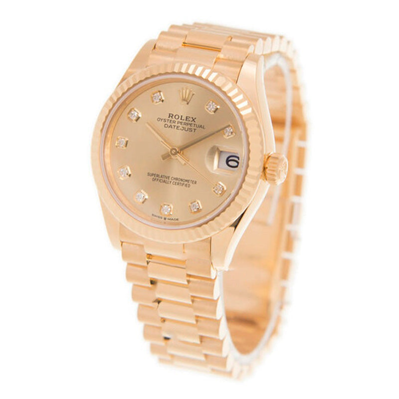 Relógio Datejust 31 Champagne com mostrador de diamantes Ladies em ouro amarelo 18k 31 mm - Mercado de Luxo - O Maior E-Commerce de Bens, Produtos e Serviços de Luxo do Brasil.