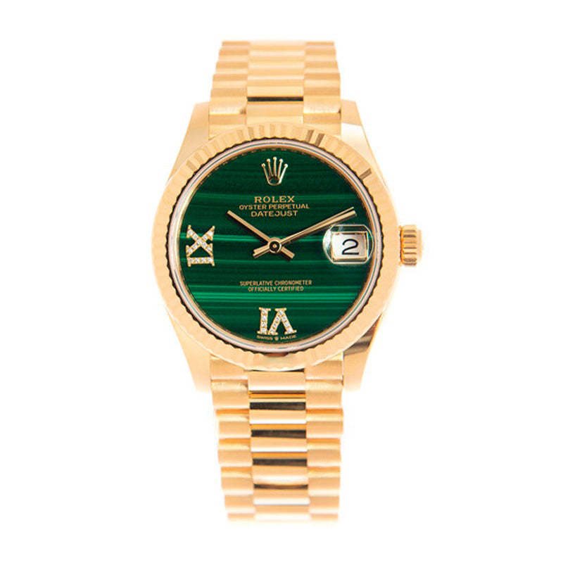 Relógio Datejust 31 com mostrador de diamantes em malaquita Ladies ouro amarelo 18k President 31 mm - Mercado de Luxo - O Maior E-Commerce de Bens, Produtos e Serviços de Luxo do Brasil.