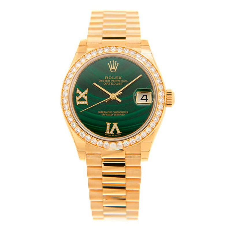 Relógio Datejust 31 com mostrador de diamantes em malaquita Ladies ouro amarelo 18k President 31 mm - Mercado de Luxo - O Maior E-Commerce de Bens, Produtos e Serviços de Luxo do Brasil.
